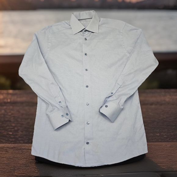 Eton Dress Shirt Men's 39 15.5 Slim Fit Blue w/ Micro Dots